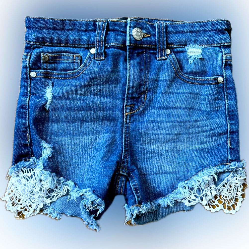 Girls celebrity pink cut off lace jeans shorts